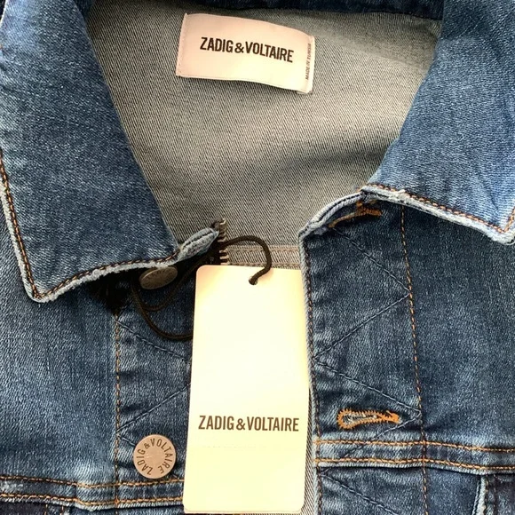 ZADIG & VOLTAIRE KASE HEART DENIM JACKET size Large brand new with tags 🏷️